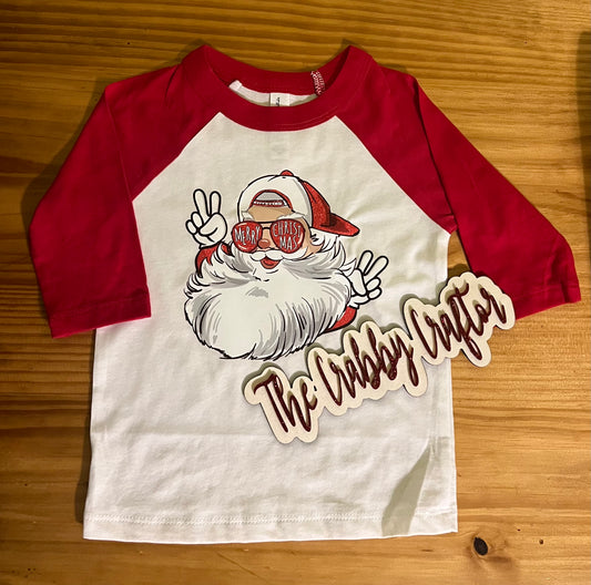 Merry Christmas Santa Quarter Sleeve Toddler Baseball Tee