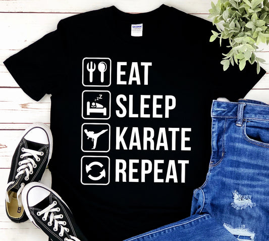 Eat Sleep Karate Repeat Tee